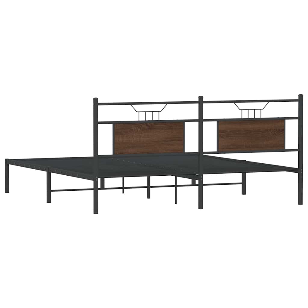 Sengeramme uten madrass brun eik 183x203 cm konstruert tre