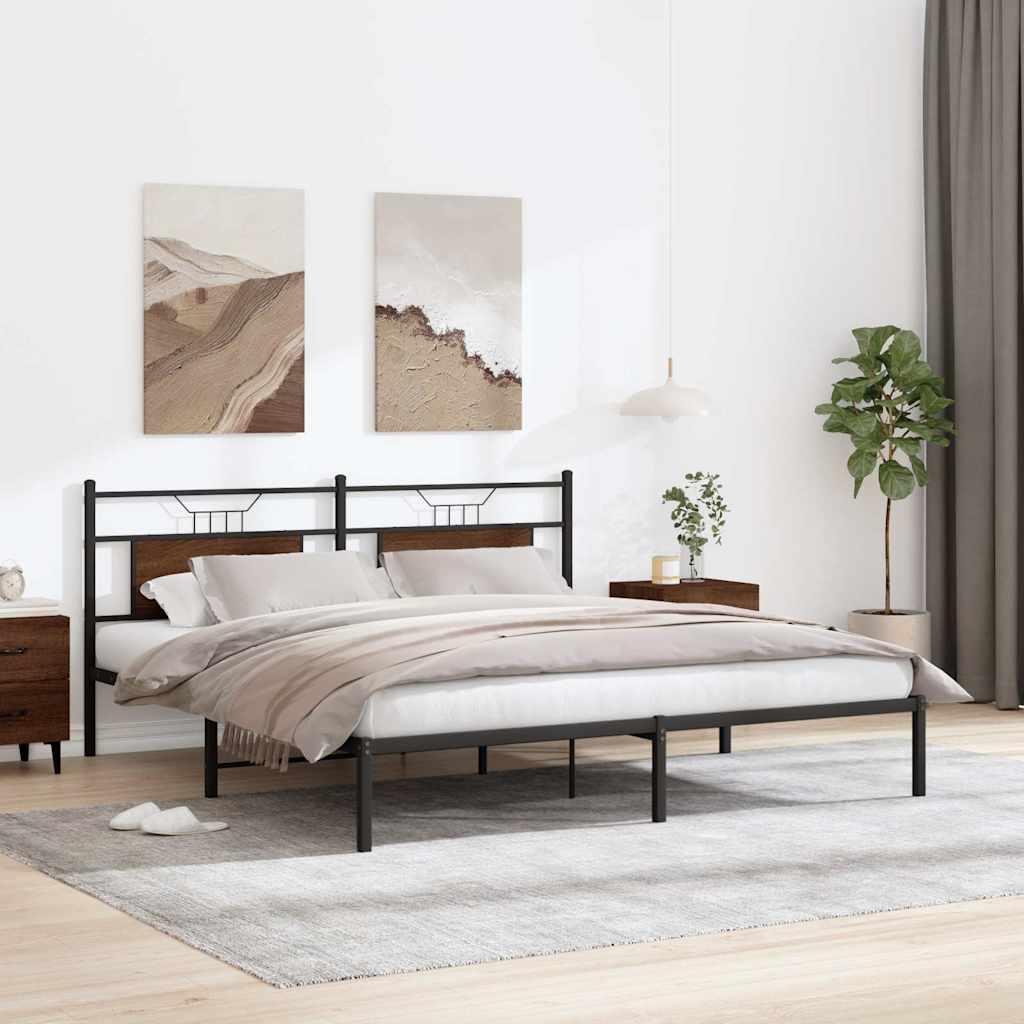 Sengeramme uten madrass brun eik 183x213 cm konstruert tre