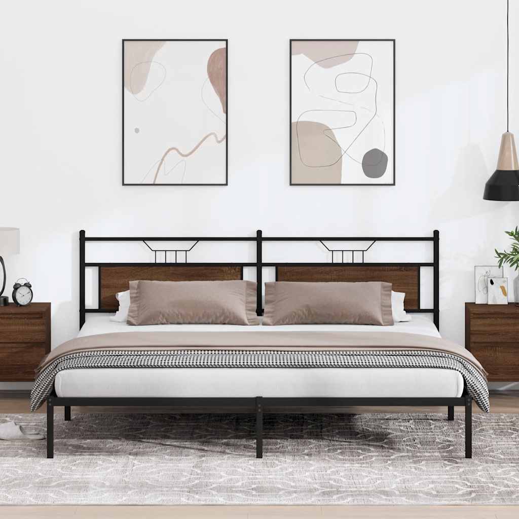 Sengeramme uten madrass brun eik 193x201 cm konstruert tre