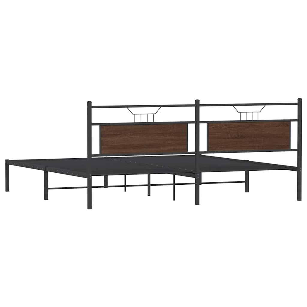 Sengeramme uten madrass brun eik 193x201 cm konstruert tre