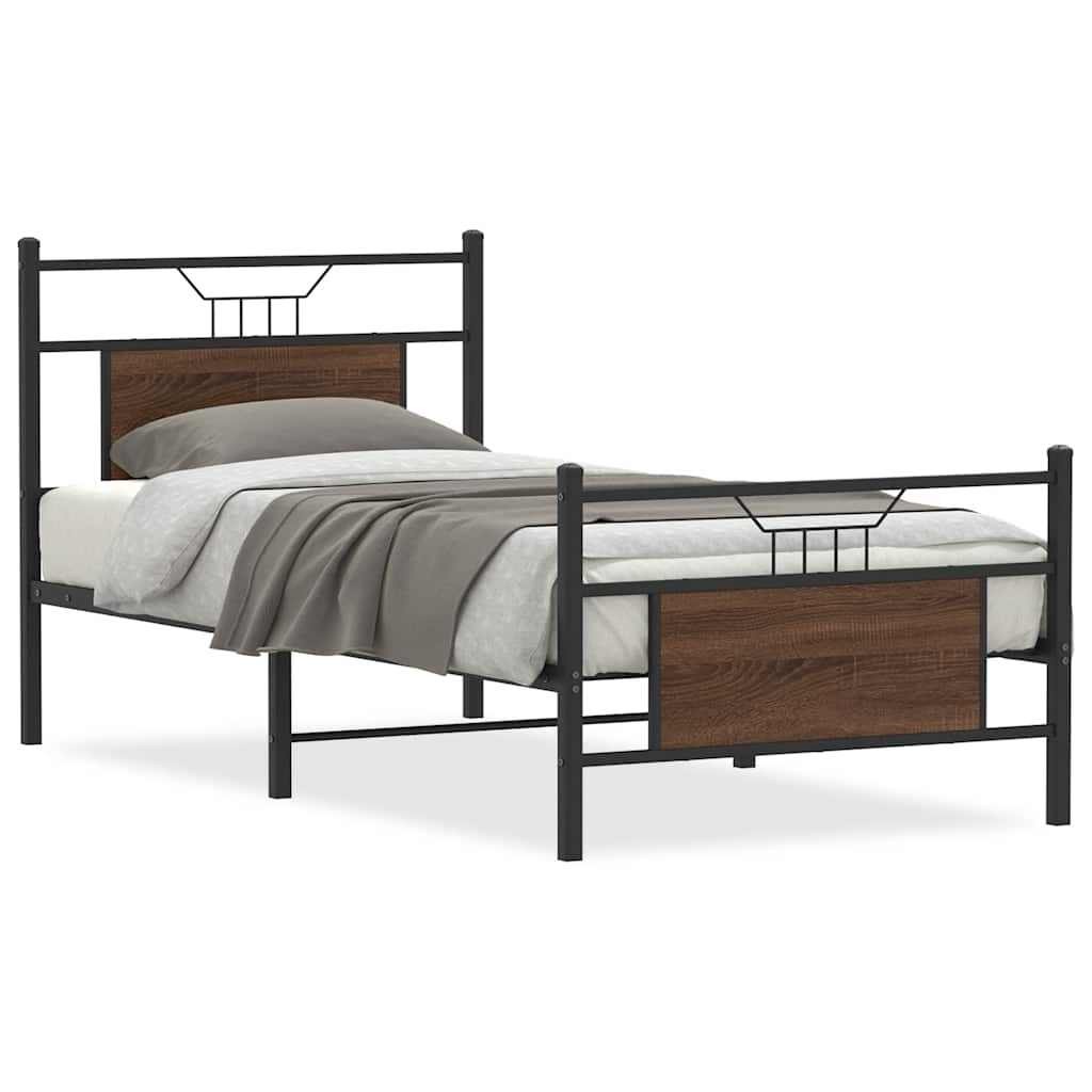 Sengeramme uten madrass brun eik 75x190 cm konstruert tre