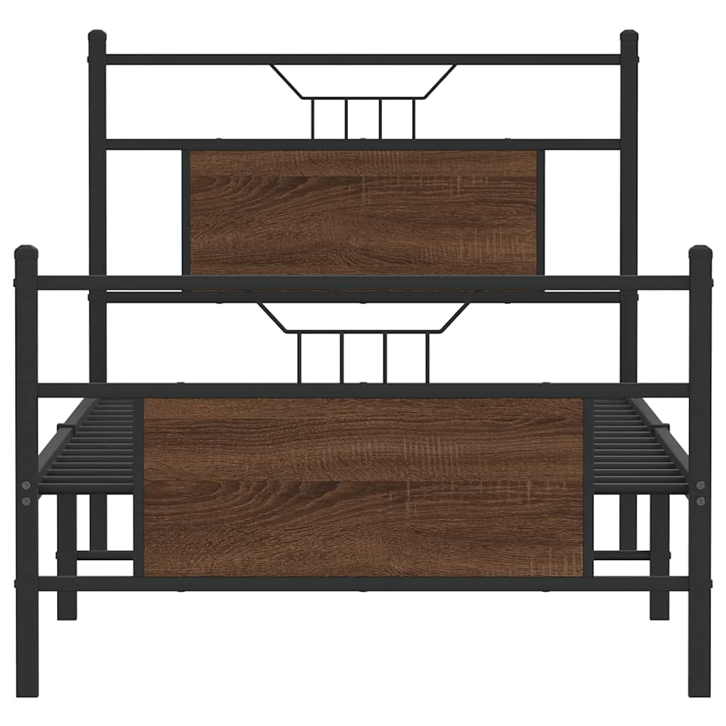 Sengeramme uten madrass brun eik 80x200 cm konstruert tre