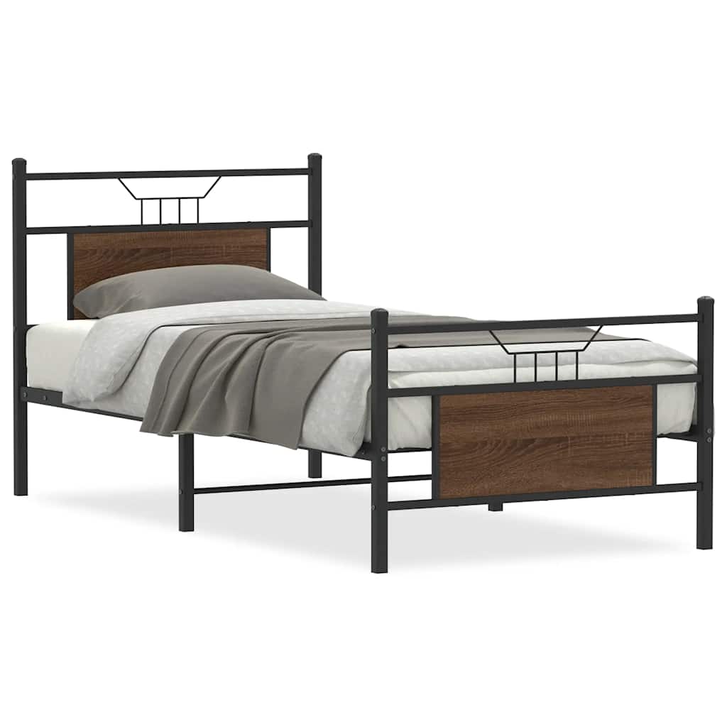 Sengeramme uten madrass brun eik 90x190 cm konstruert tre