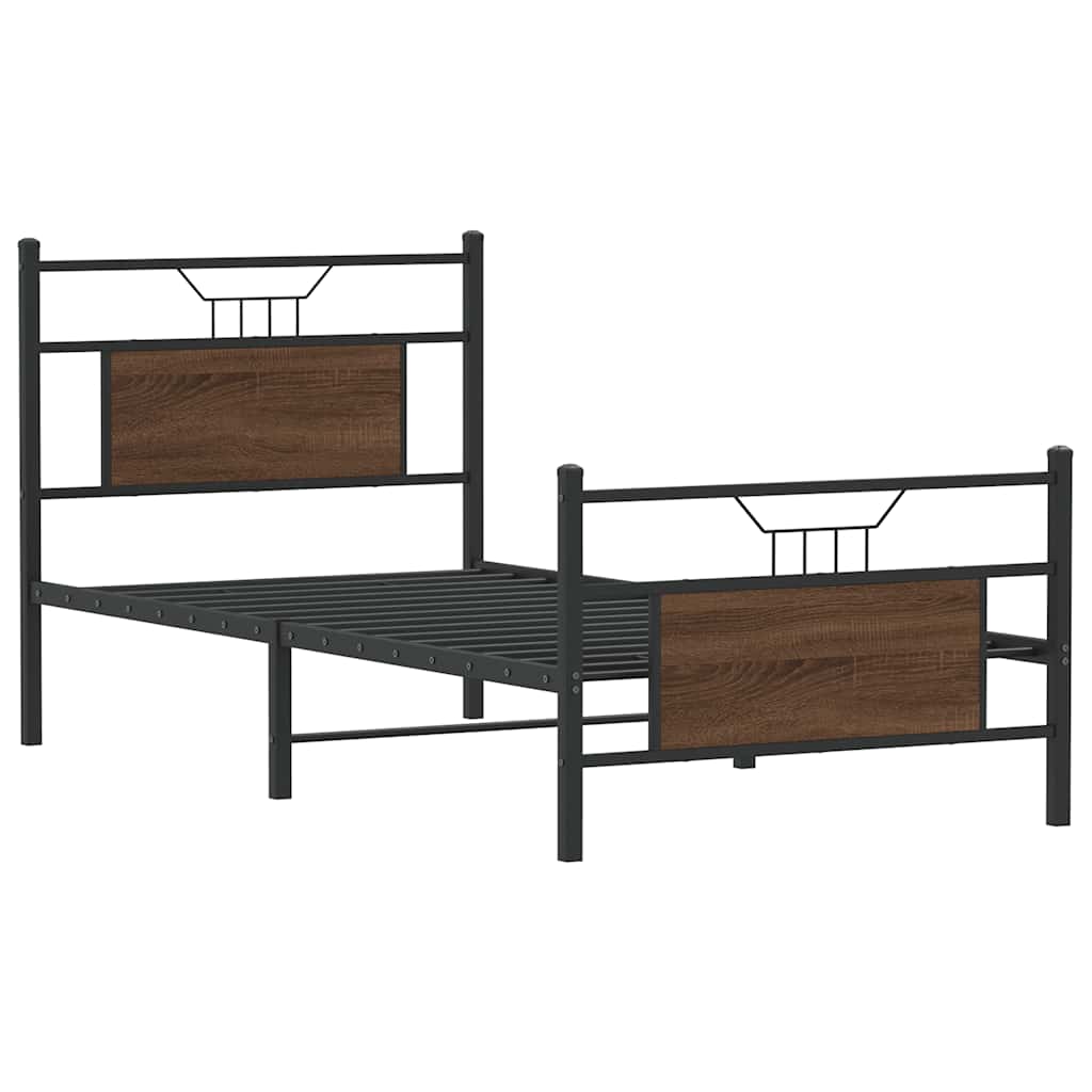 Sengeramme uten madrass brun eik 90x190 cm konstruert tre