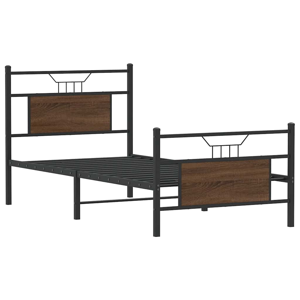 Sengeramme uten madrass brun eik 90x200 cm konstruert tre