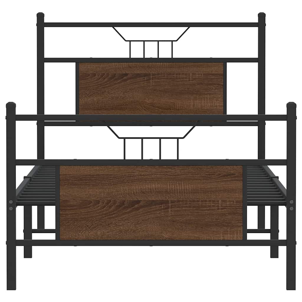 Sengeramme uten madrass brun eik 90x200 cm konstruert tre