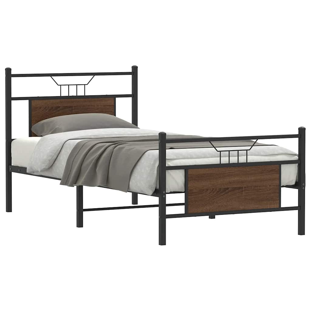 Sengeramme uten madrass brun eik 90x200 cm konstruert tre