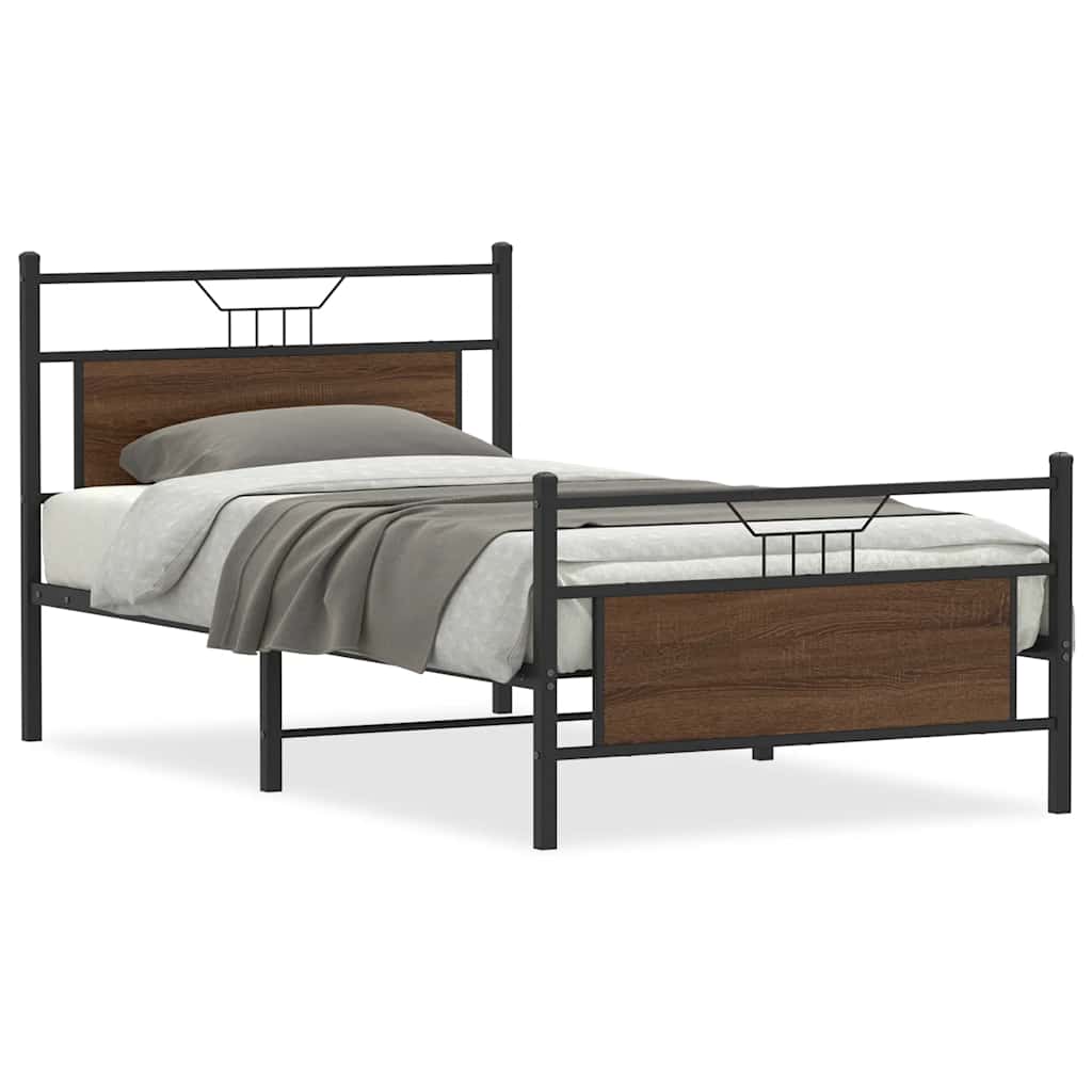Sengeramme uten madrass brun eik 100x190 cm konstruert tre