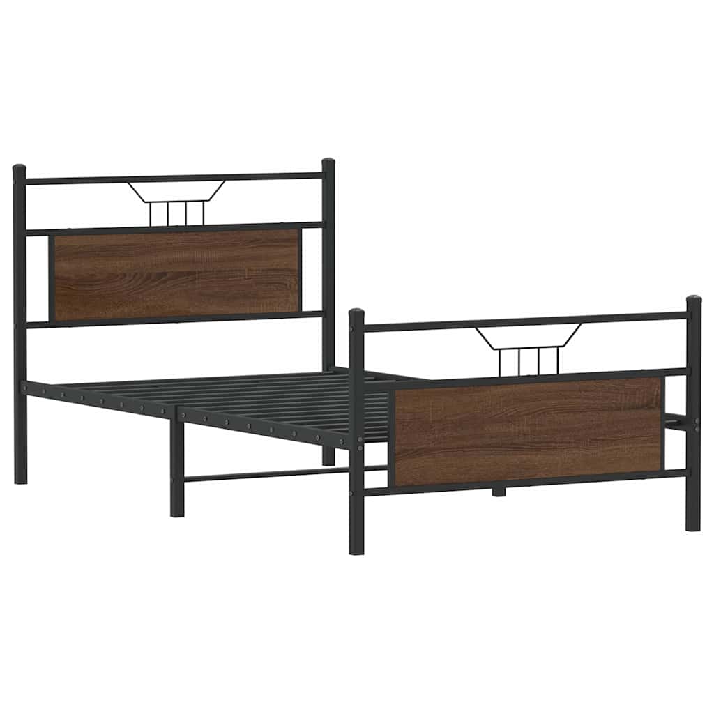 Sengeramme uten madrass brun eik 100x190 cm konstruert tre