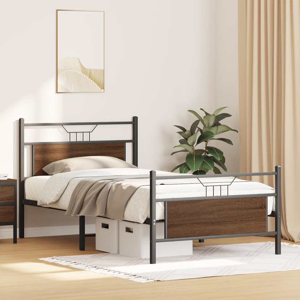 Sengeramme uten madrass brun eik 100x190 cm konstruert tre