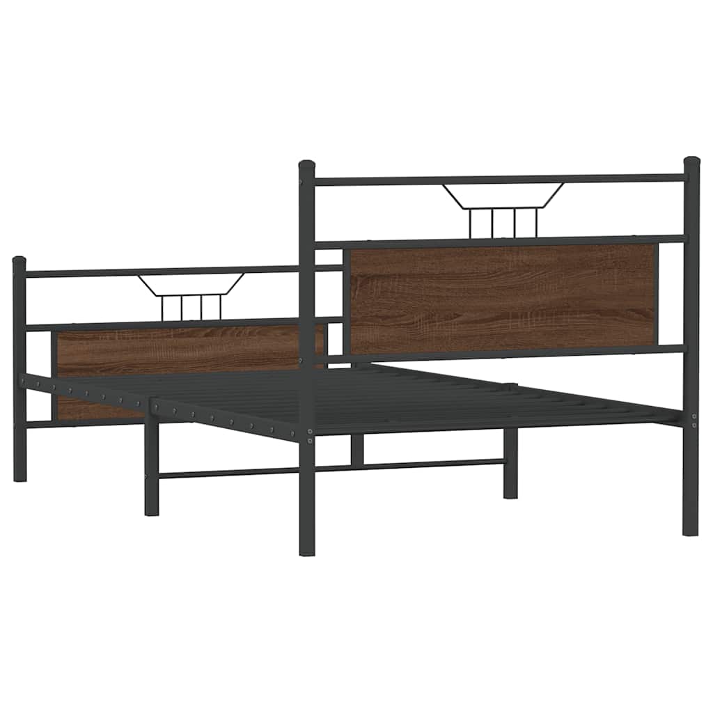 Sengeramme uten madrass brun eik 100x190 cm konstruert tre