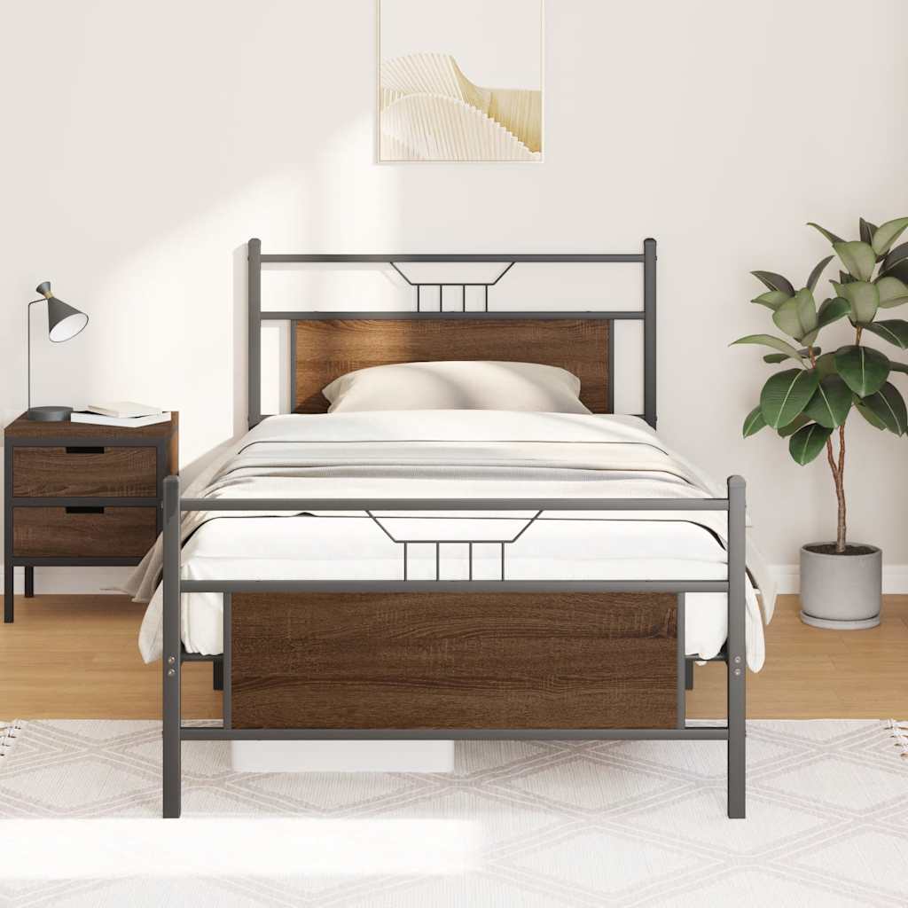 Sengeramme uten madrass brun eik 100x200 cm konstruert tre