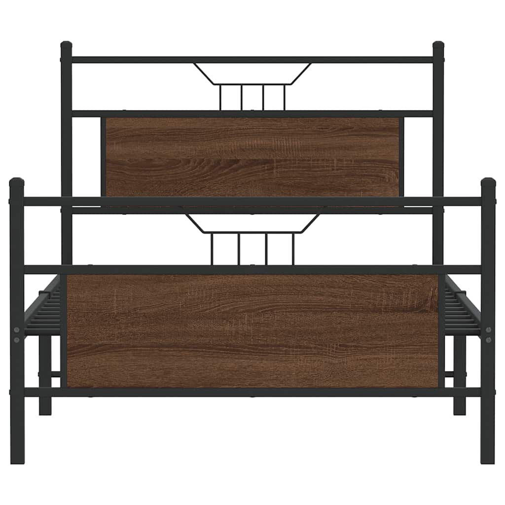 Sengeramme uten madrass brun eik 100x200 cm konstruert tre