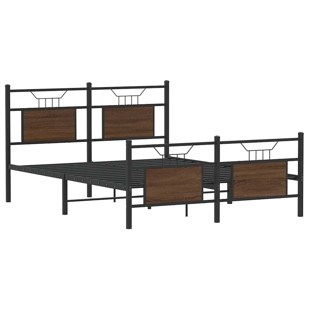 Sengeramme uten madrass brun eik 140x190 cm konstruert tre