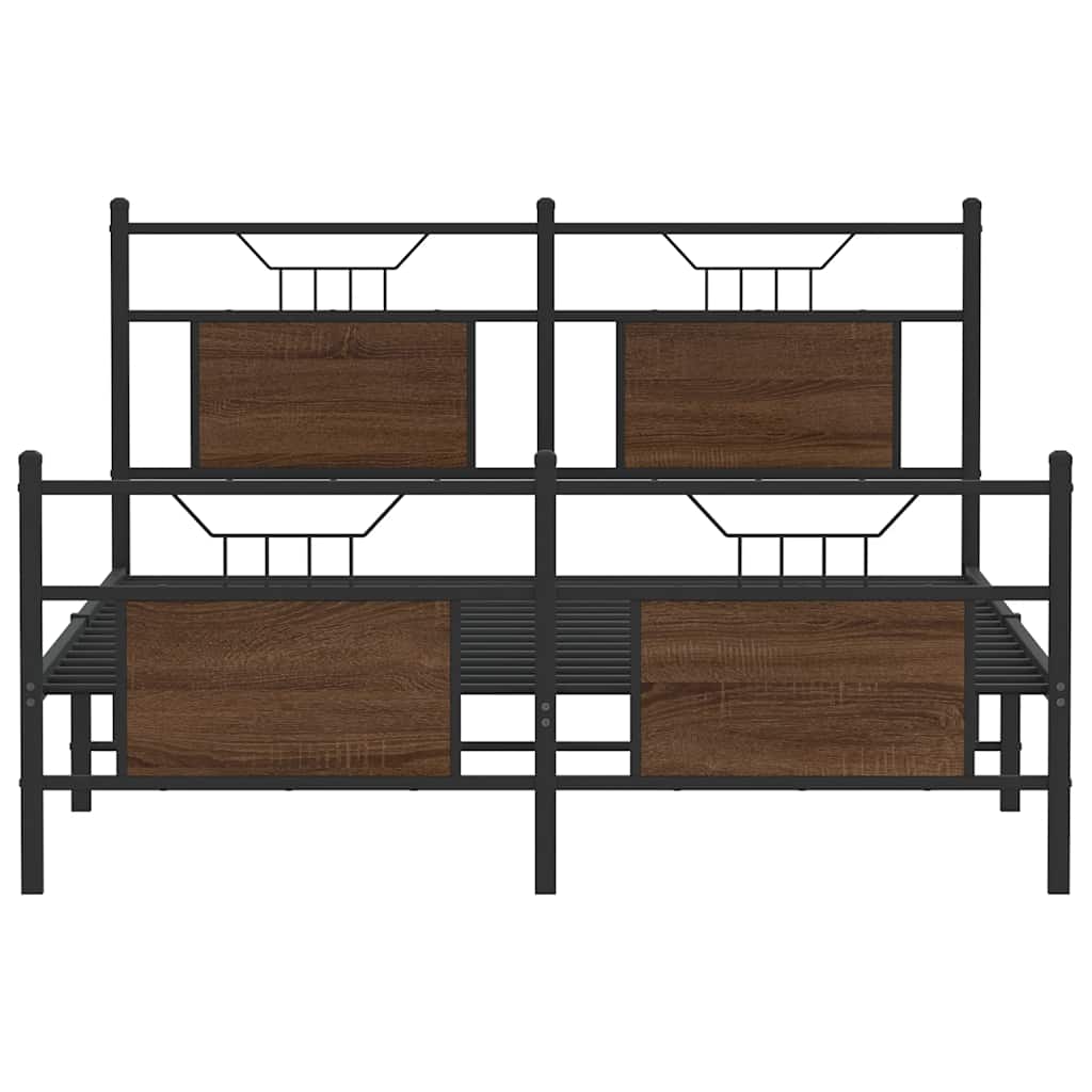 Sengeramme uten madrass brun eik 140x190 cm konstruert tre