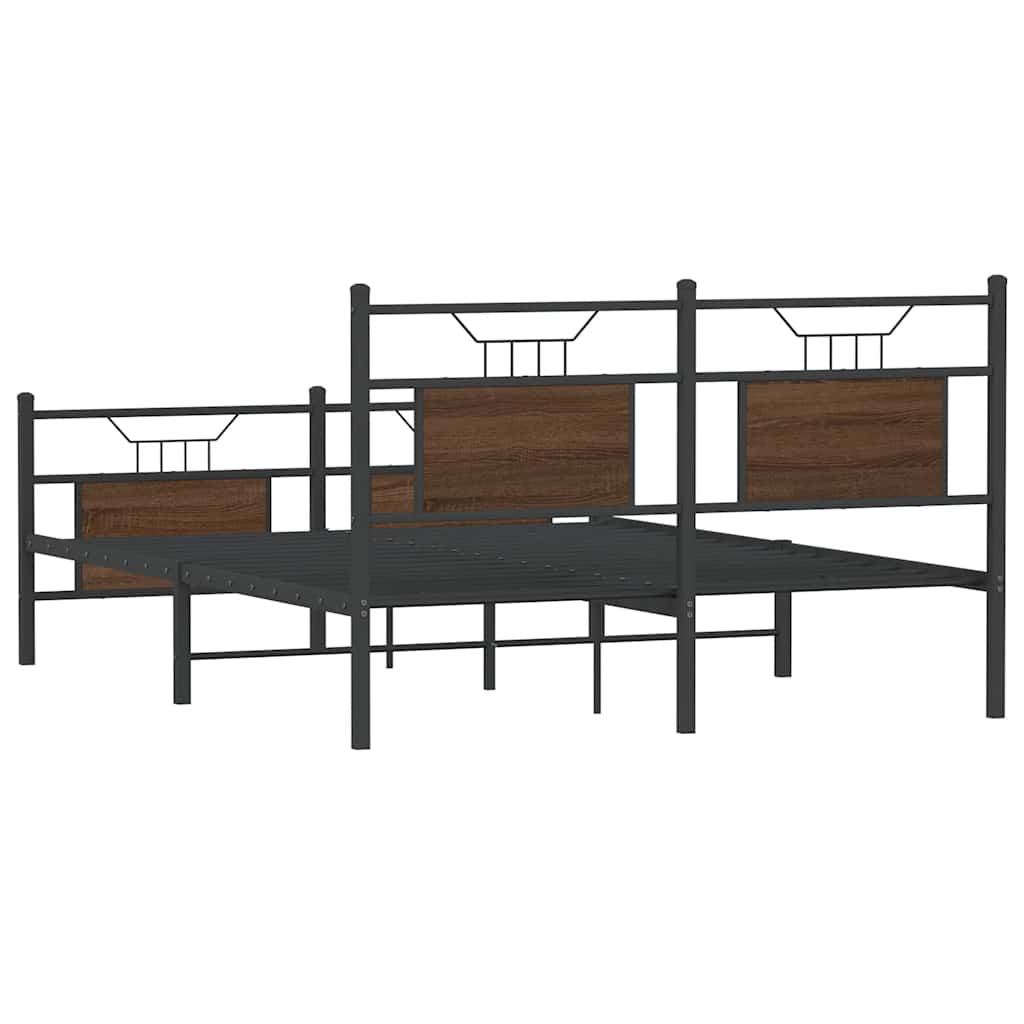 Sengeramme uten madrass brun eik 140x190 cm konstruert tre