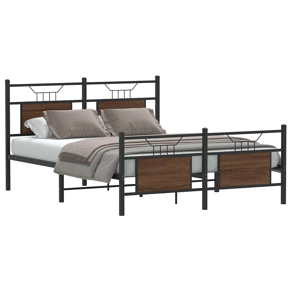 Sengeramme uten madrass brun eik 140x190 cm konstruert tre