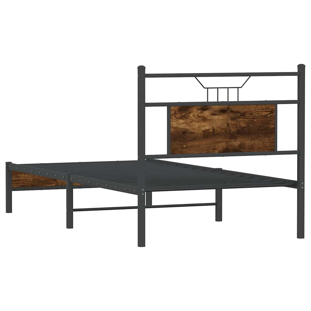 Sengeramme uten madrass røkt eik 80x200 cm konstruert tre