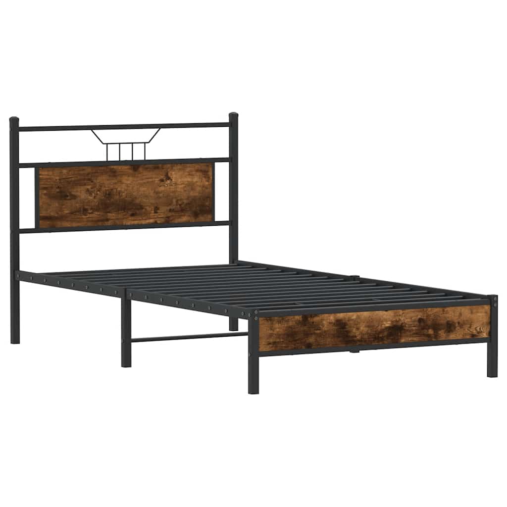 Sengeramme uten madrass røkt eik 100x190 cm konstruert tre
