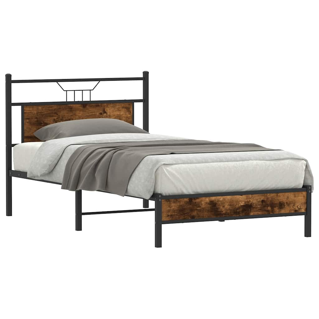 Sengeramme uten madrass røkt eik 107x203 cm konstruert tre