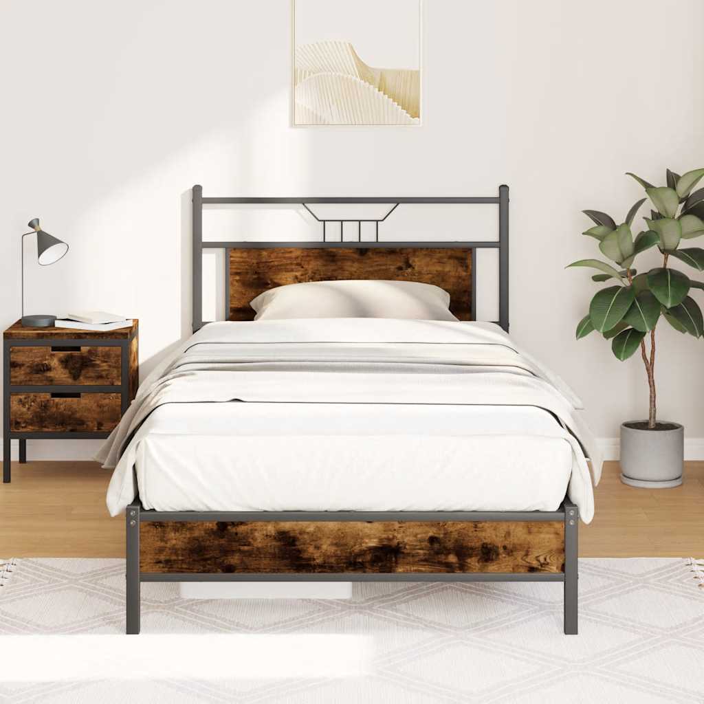 Sengeramme uten madrass røkt eik 107x203 cm konstruert tre
