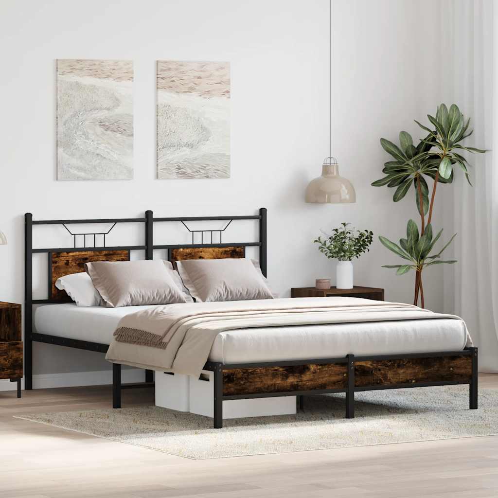 Sengeramme uten madrass røkt eik 137x190 cm konstruert tre
