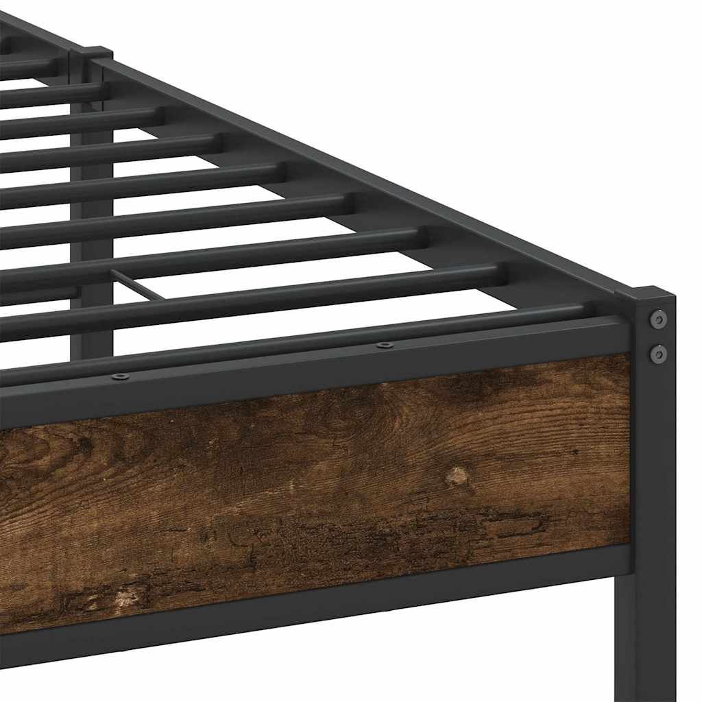 Sengeramme uten madrass røkt eik 137x190 cm konstruert tre