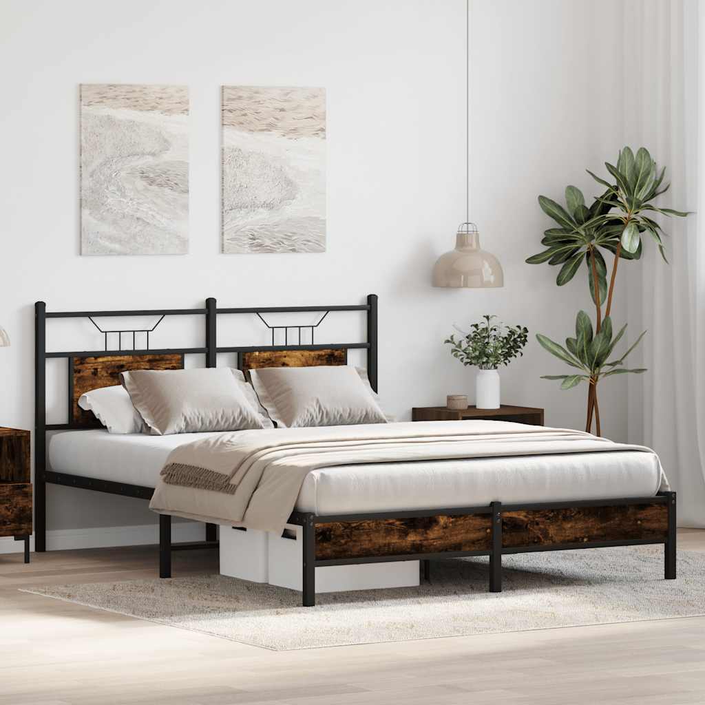 Sengeramme uten madrass røkt eik 140x190 cm konstruert tre