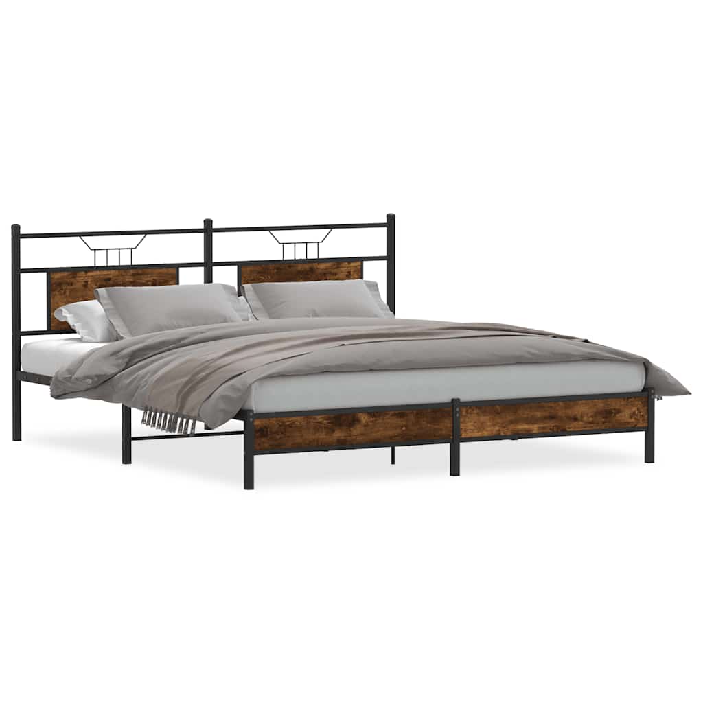 Sengeramme uten madrass røkt eik 183x203 cm konstruert tre