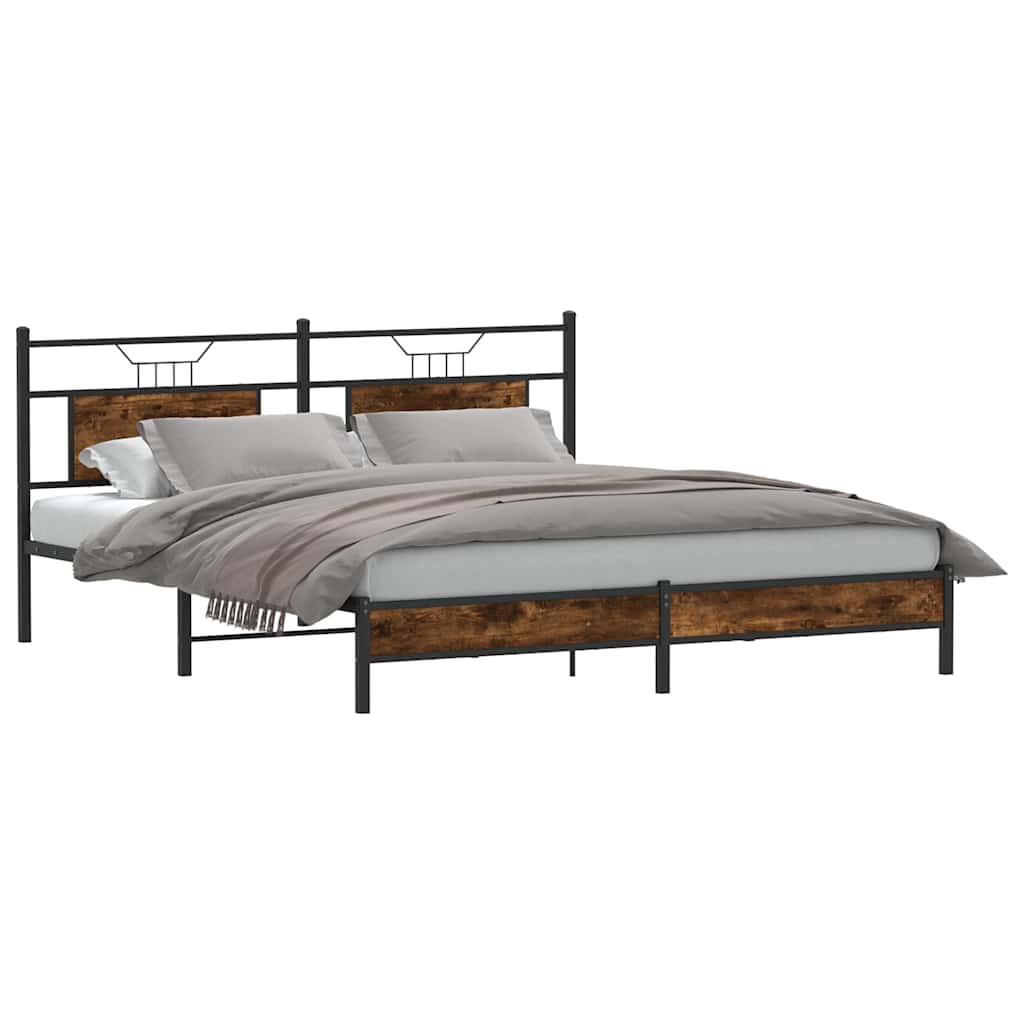 Sengeramme uten madrass røkt eik 183x213 cm konstruert tre