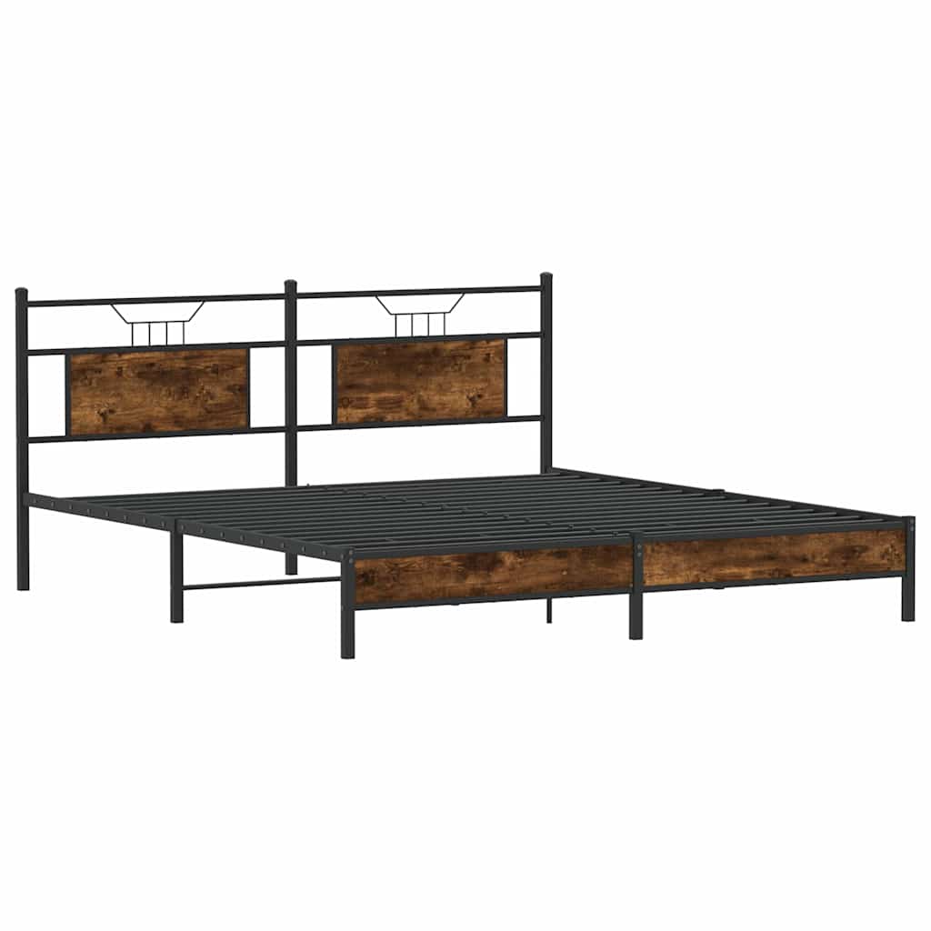 Sengeramme uten madrass røkt eik 183x213 cm konstruert tre
