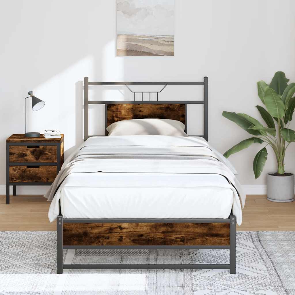 Sengeramme uten madrass røkt eik 90x190 cm konstruert tre