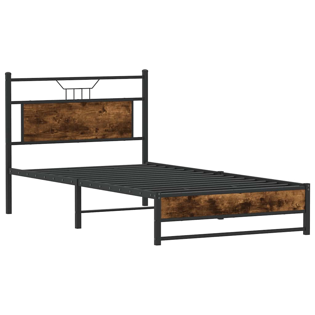 Sengeramme uten madrass røkt eik 107x203 cm konstruert tre