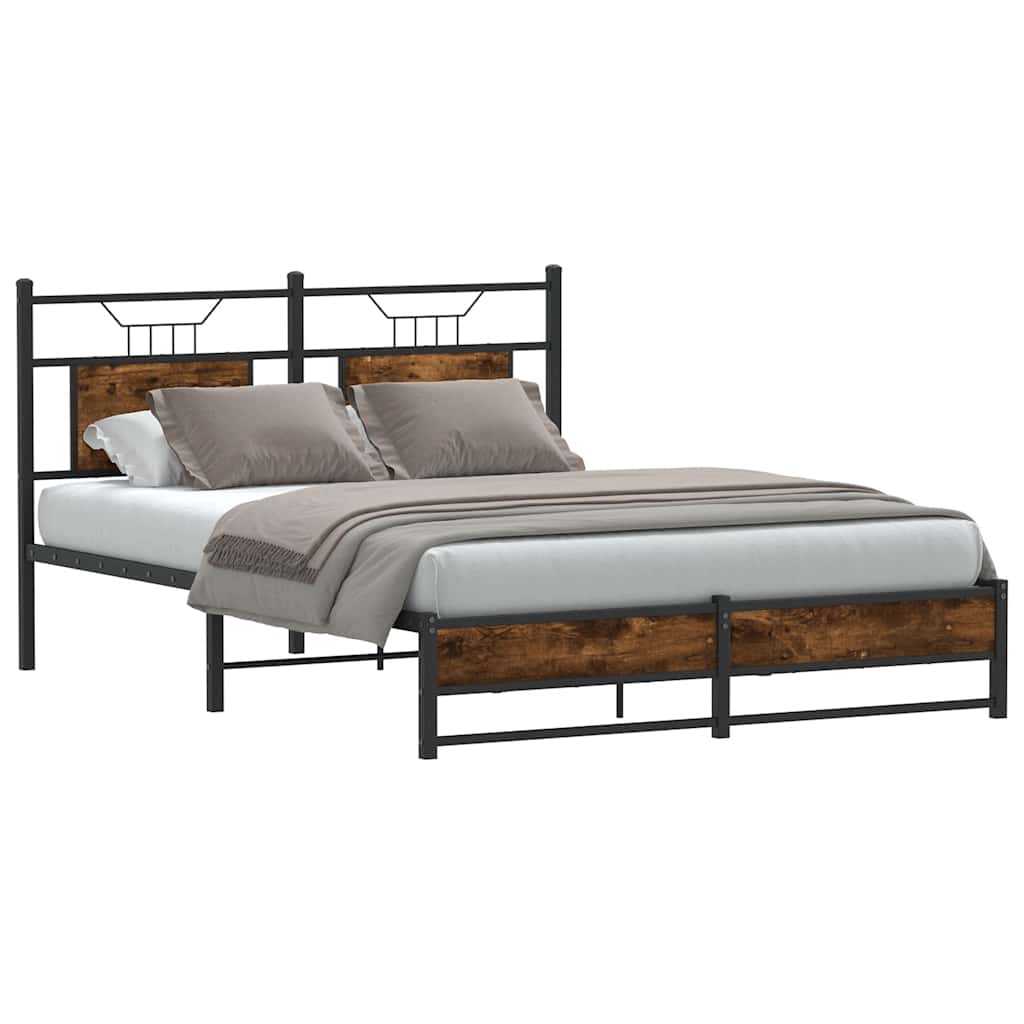 Sengeramme uten madrass røkt eik 137x190 cm konstruert tre