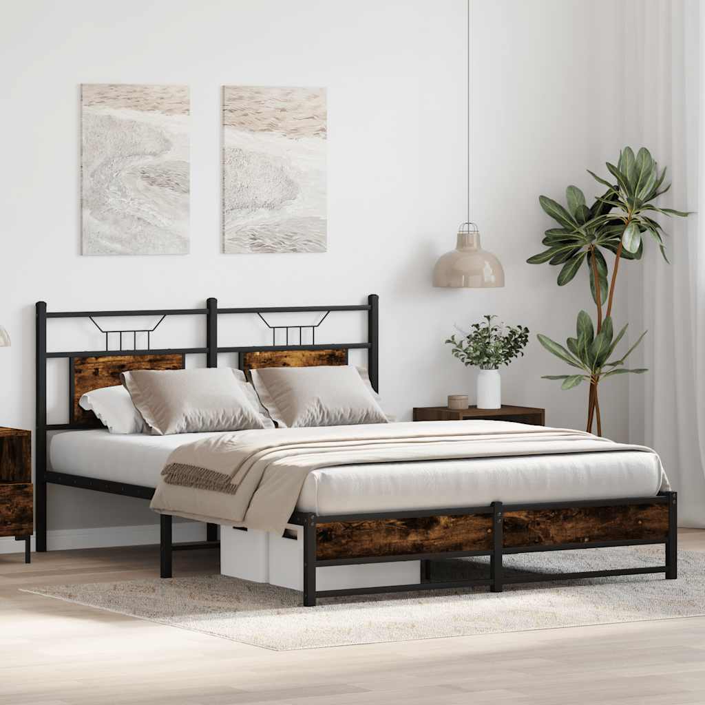 Sengeramme uten madrass røkt eik 137x190 cm konstruert tre