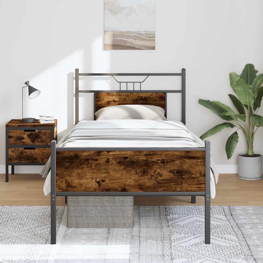 Sengeramme uten madrass røkt eik 75x190 cm konstruert tre