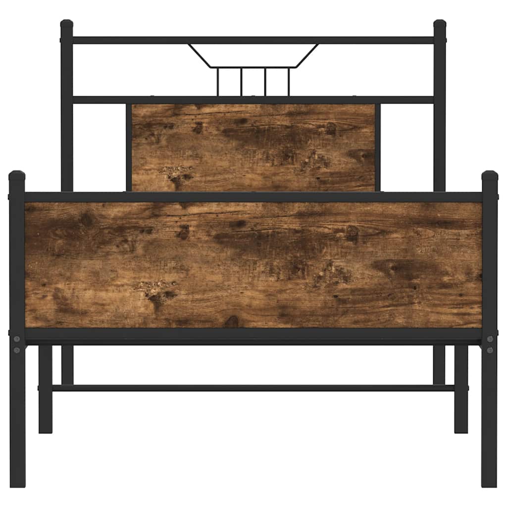 Sengeramme uten madrass røkt eik 90x200 cm konstruert tre