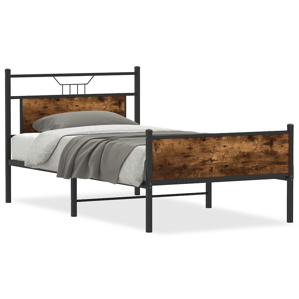 Sengeramme uten madrass røkt eik 107x203 cm konstruert tre