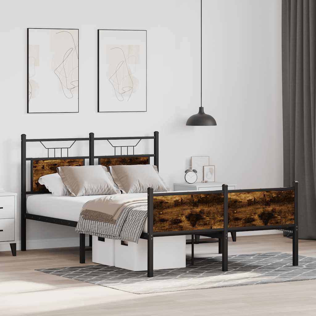 Sengeramme uten madrass røkt eik 120x190 cm konstruert tre