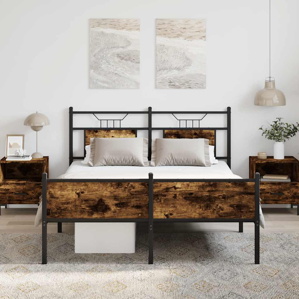 Sengeramme uten madrass røkt eik 150x200 cm konstruert tre
