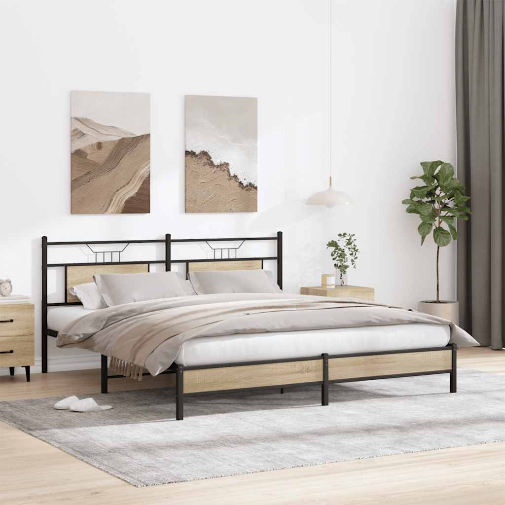 Sengeramme uten madrass sonoma eik 183x203 cm konstruert tre
