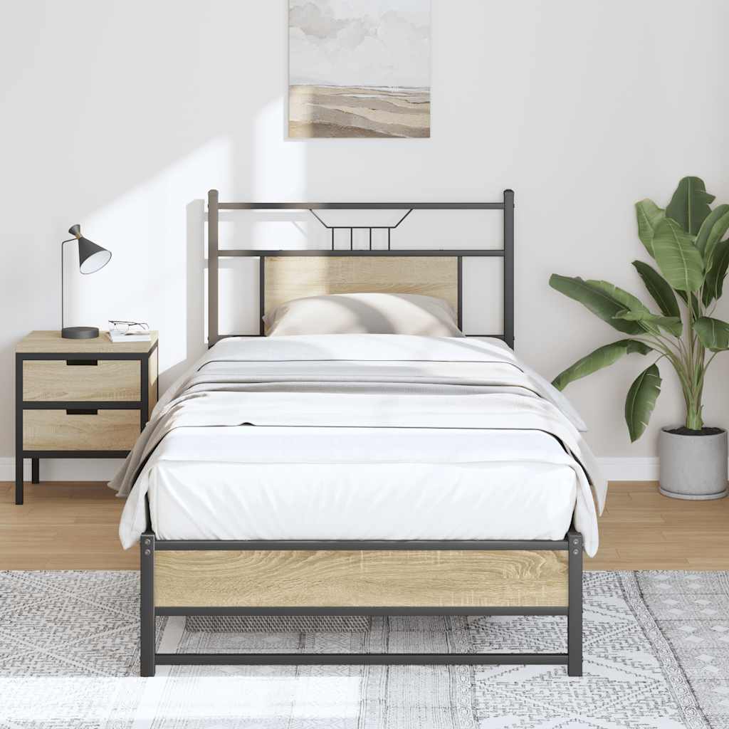 Sengeramme uten madrass sonoma eik 90x190 cm konstruert tre