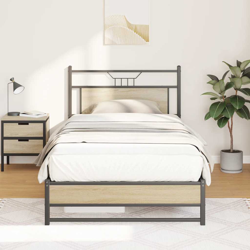 Sengeramme uten madrass sonoma eik 100x190 cm konstruert tre