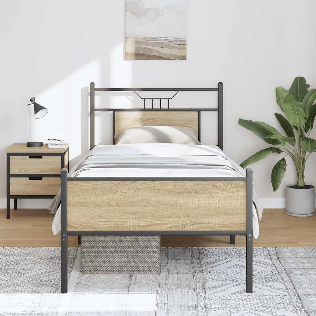 Sengeramme uten madrass sonoma eik 80x200 cm konstruert tre