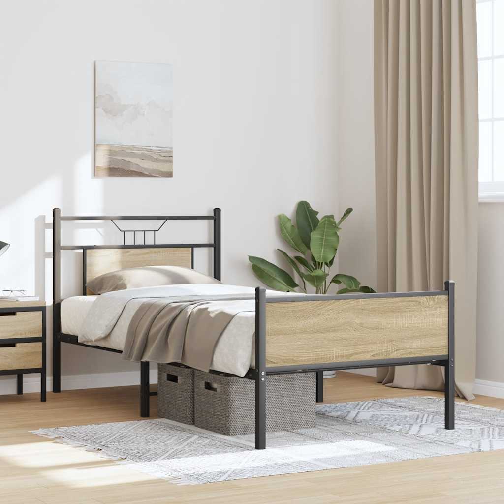 Sengeramme uten madrass sonoma eik 90x190 cm konstruert tre