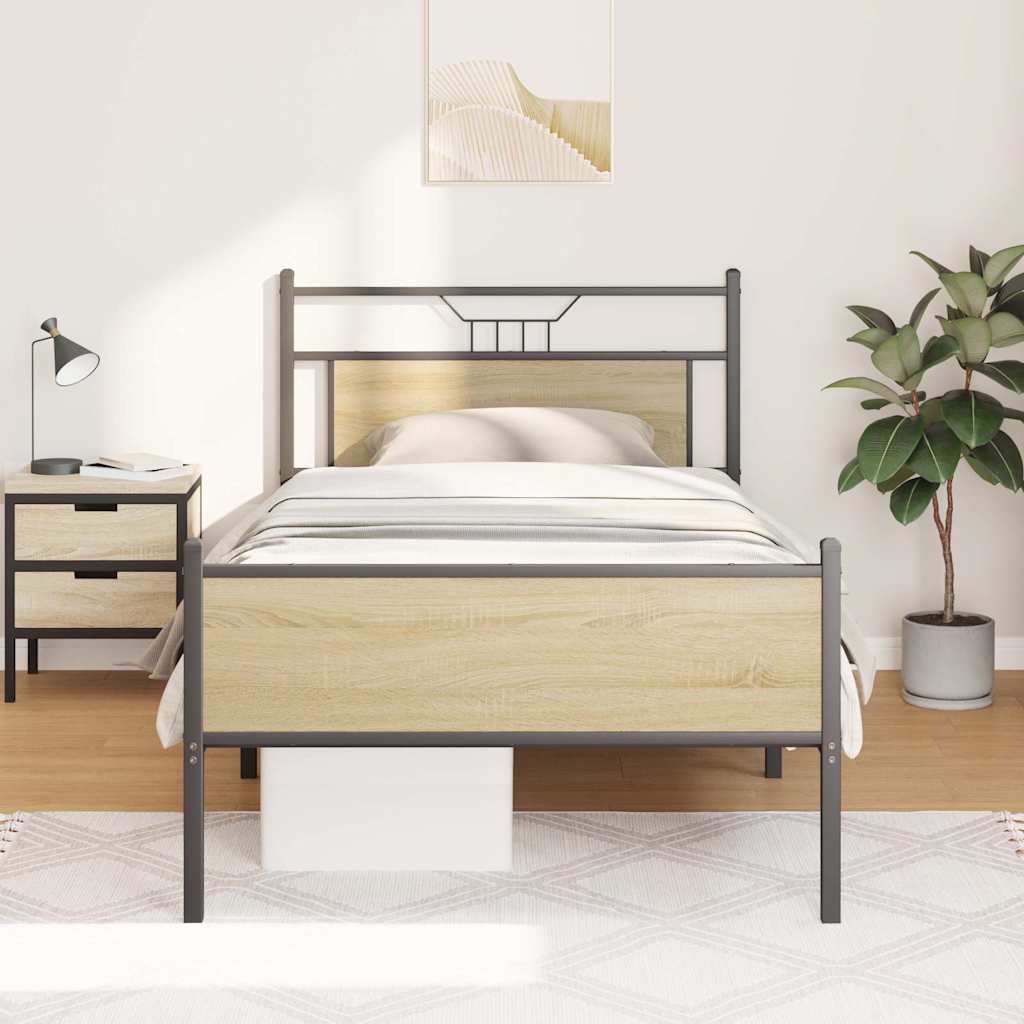 Sengeramme uten madrass sonoma eik 100x190 cm konstruert tre