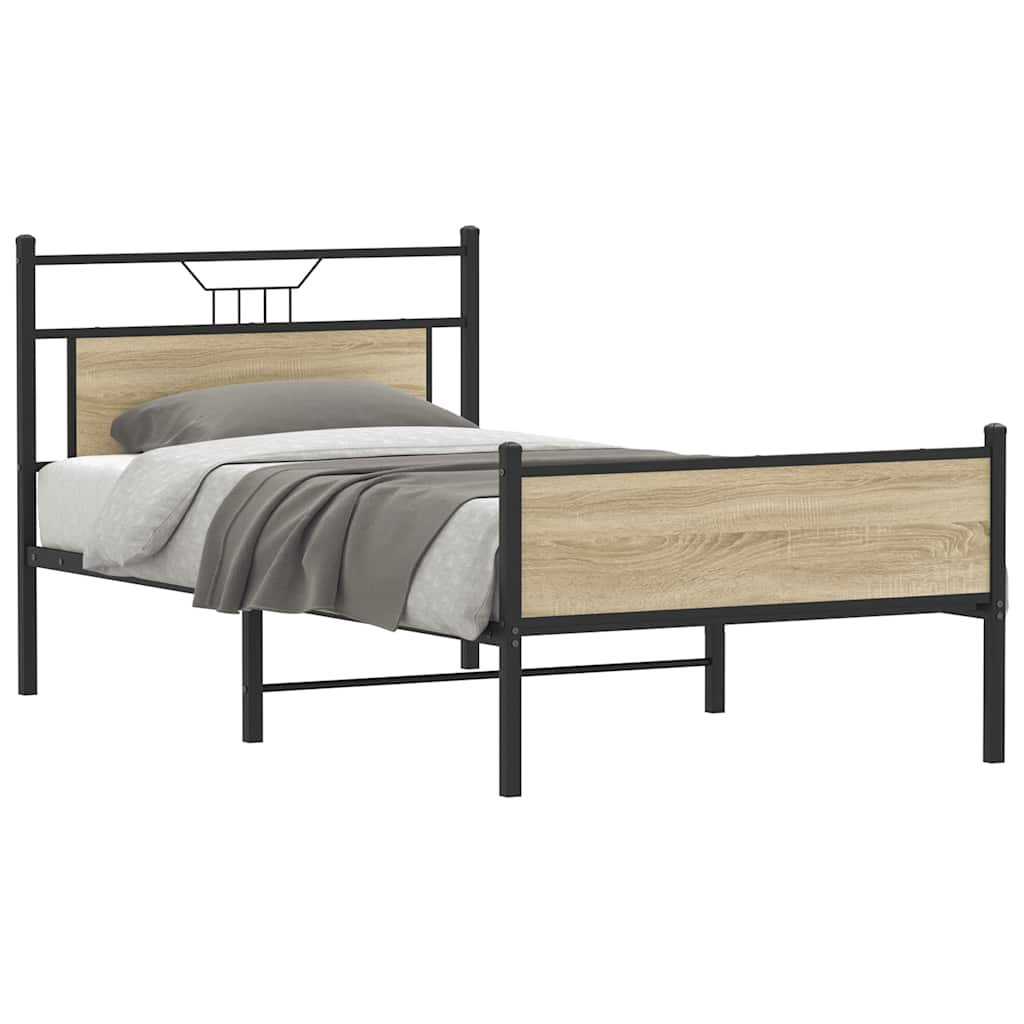 Sengeramme uten madrass sonoma eik 100x200 cm konstruert tre