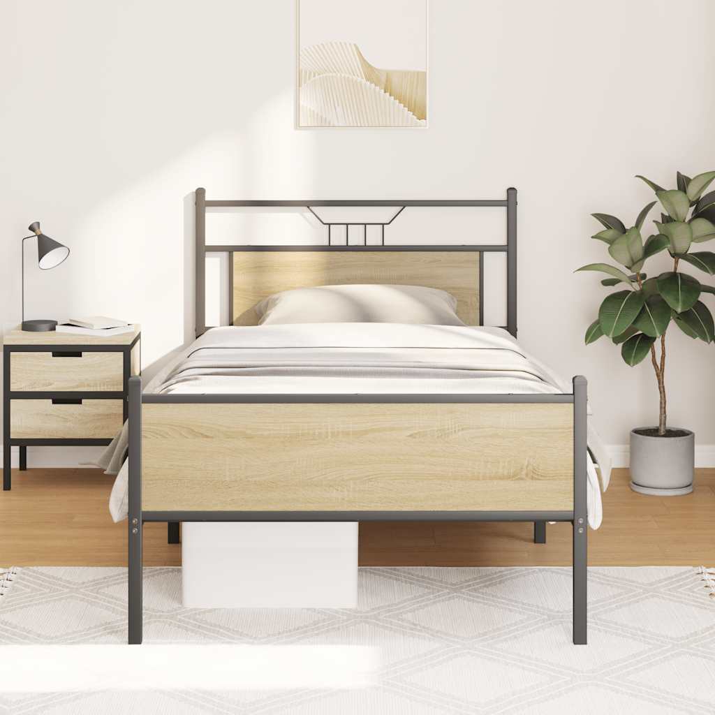 Sengeramme uten madrass sonoma eik 107x203 cm konstruert tre