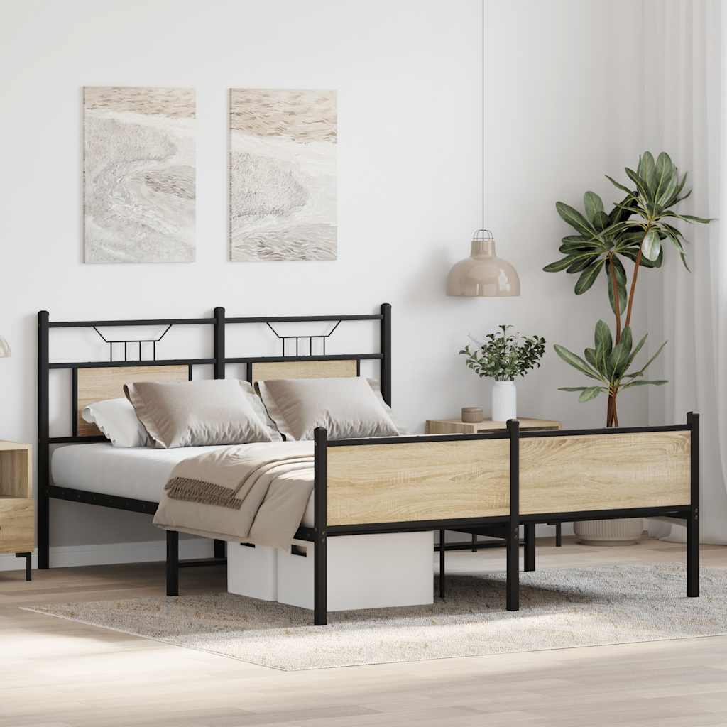 Sengeramme uten madrass sonoma eik 137x190 cm konstruert tre