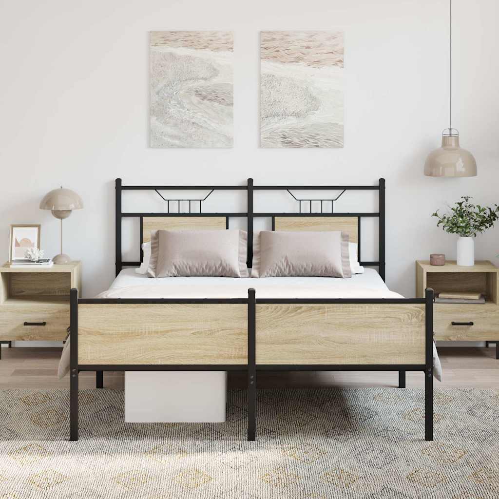 Sengeramme uten madrass sonoma eik 140x190 cm konstruert tre